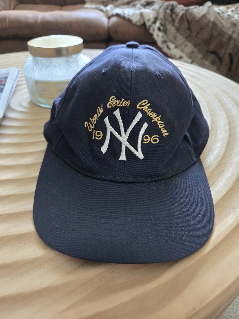 VTG New York Yankees 1996 World Series Champions Snapback Hat Navy Green Under